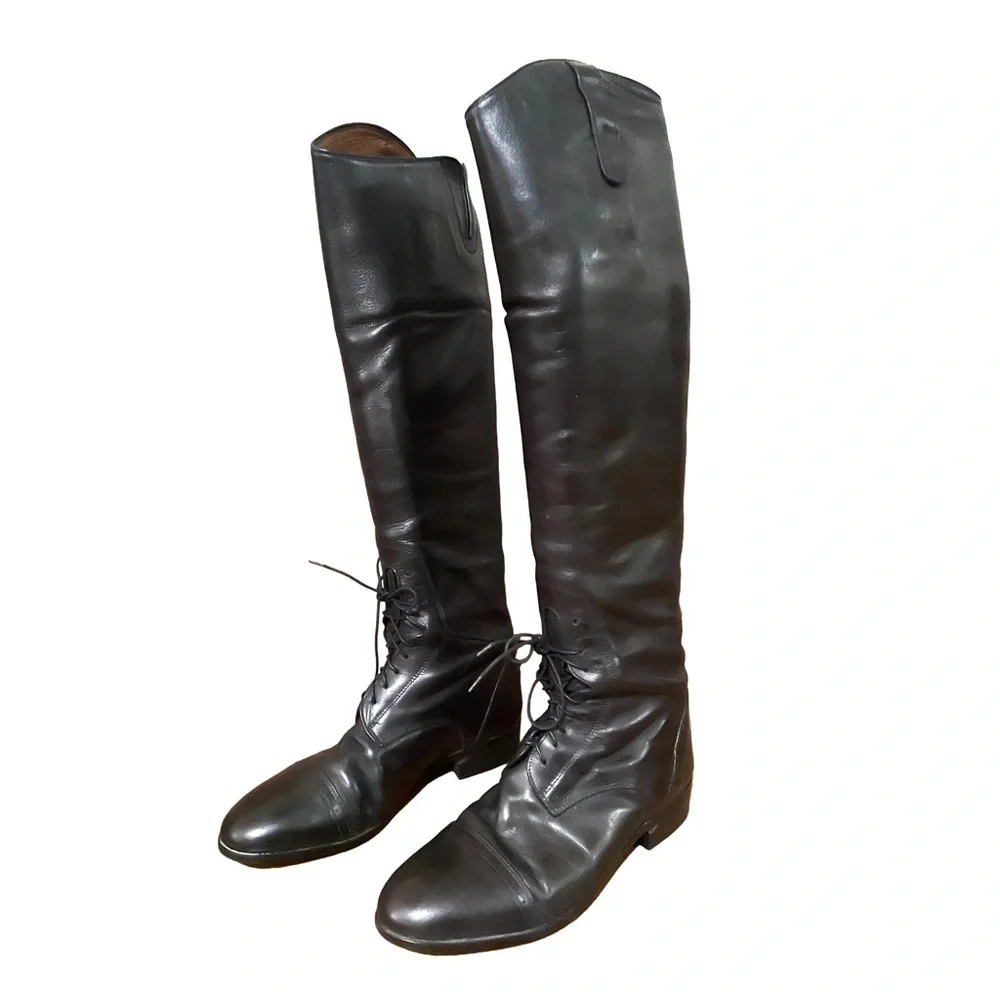 ARIAT Crowne Field Riding Horse Show Boots Black Leather Women’s 10 Tall Slim - Picture 1 of 10